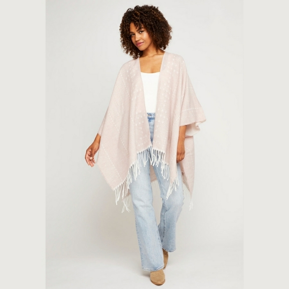 Gentle Fawn M/L Hermosa Kimono Cover-up Scarf Shawl Wrap PINK w Fringe *BNIP - Picture 8 of 16